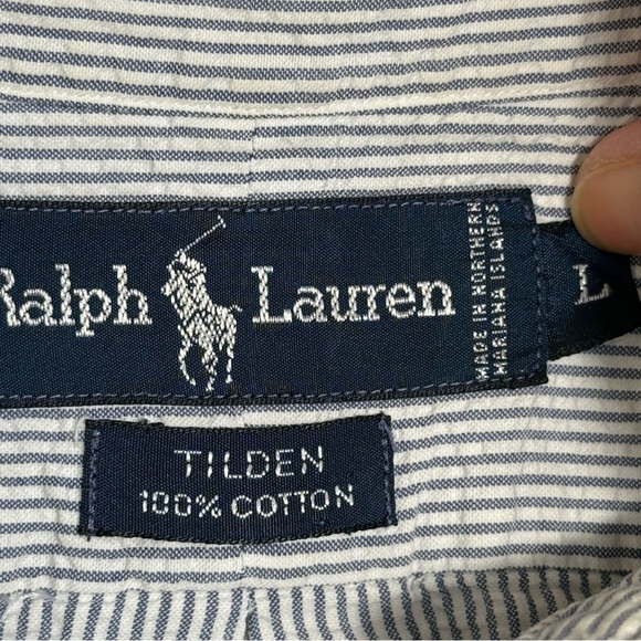 Polo Ralph Lauren Tilden crest logo  stripe cotton button down size large - Picture 4 of 5